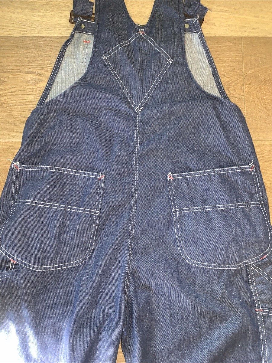 VINTAGE Overalls Burlington Denim Work Wear Bibs 38 W Unisex