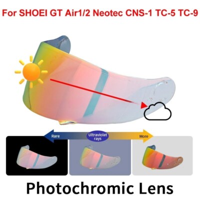 SHOEI GT-Air／NEOTEC用 調光シールド 自動色変化 昼夜対応 Photochromic Visor For SHOEI GT Air GT Air2 Neotec CNS-1 CNS1 TC-5