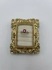Vintage Gold Tone Pink Rhinestone Ring Size 7 Braided Band Costume Jewelry