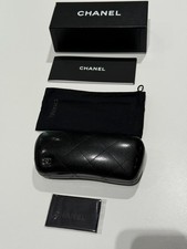 NEW CHANEL HARD CASE WITH CLOTH LINNEN POUCH DOCUMENTS FOR EYEGLASSES
