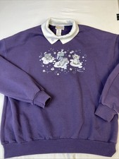 Vintage Morning Sun Women s Sweatshirt Large Green Cat Kittens Snow Granny Core