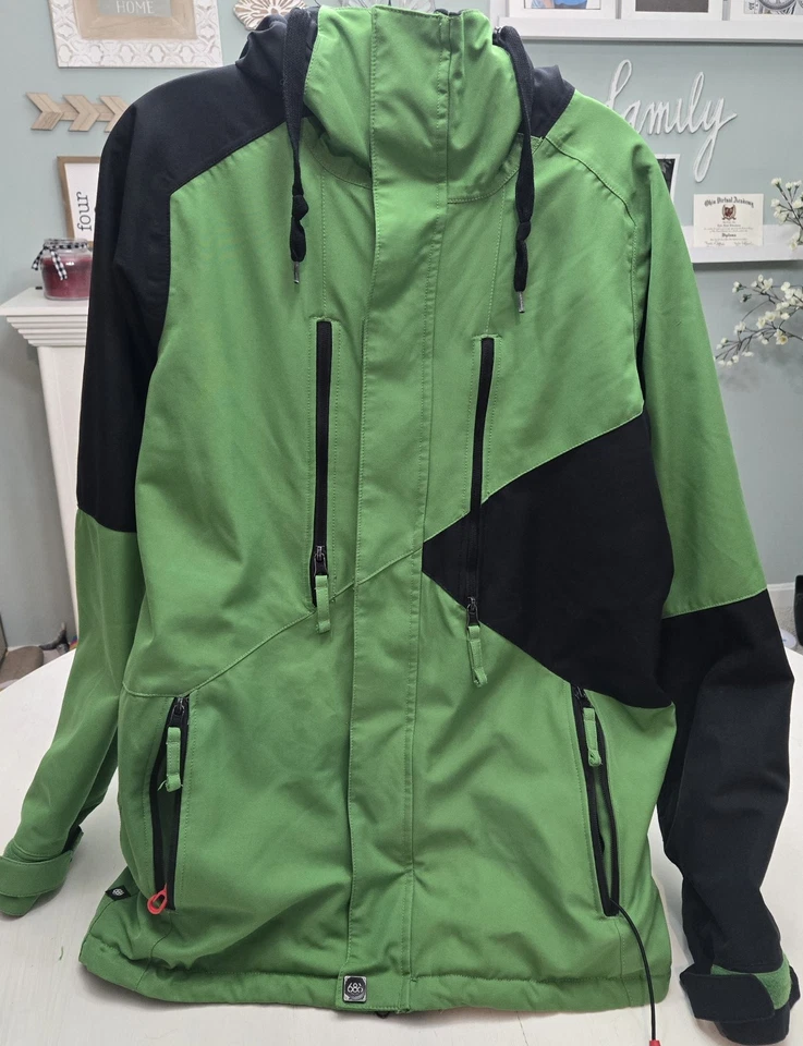 686 Verde Negro Snowboard Esquí Abrigo Capucha Para Hombre Talla Pequeña Cálido Foto 2 de 4