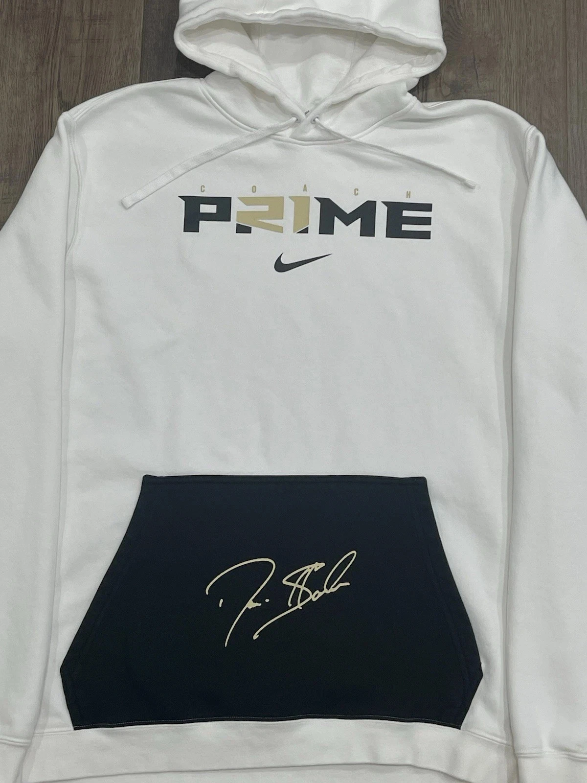 Felpa con cappuccio Nike Coach Prime Deion Sanders 2.0 bianca nuova con etichette calcio