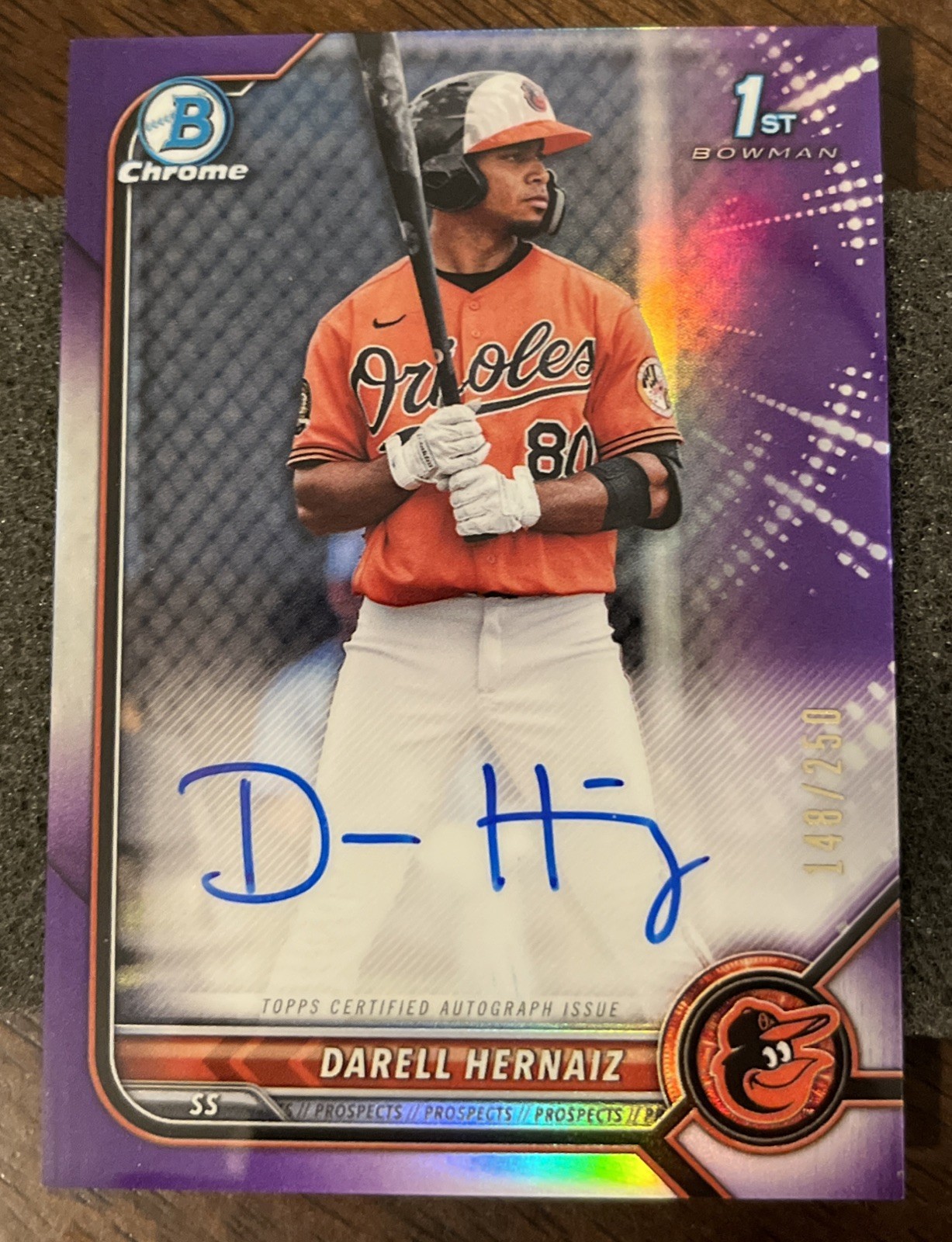 Darell Hernaiz 2022 Bowman Chrome Purple Auto /250 Bowman 1st Autograph 🇵🇷