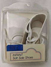 Vintage Infant Soft Sole Baby Shoes Size 1 White Lace Up Sears Roebuck And Co.