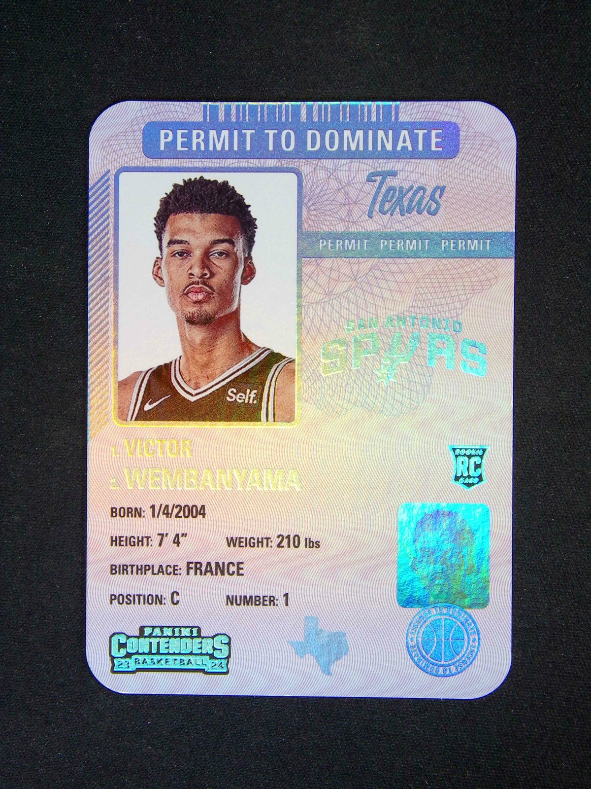 2023-24 Panini Contenders Victor Wembanyama #1 RC Permit To Dominate SSP