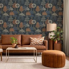 Dark Blue Trees Wallpaper Floral Nature Botanical Belgravia Akiko 2330
