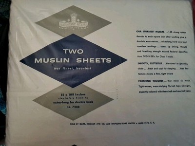 Harmony House Sears Roebuck NIP 2 Muslim Sheets 81X108'' White XLong Double Bed 