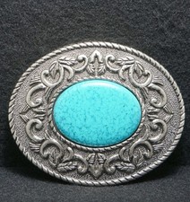 WH05170 NOS REALLY NICE VINTAGE 1970s BLUE STONE UNISEX FASHION BELT BUCKLE