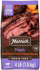 Grain Free Beef + Sweet Potato Recipe Dry Puppy Food, 4 Lbs. ( Packaging May Var 10.00 per pound