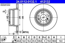 2x Bremsscheibe ATE 24.0112-0132.1 für BMW E38 E31 7er 8er 725 tds 728 730 735