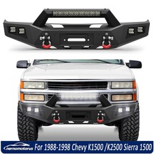 Front Bumper With Winch Plate Led Lights For 1988-1998 Chevy C1500 C2500 C3500