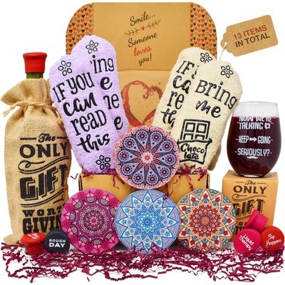 Wine Gift Basket - This Wine Gift Box Contains 13 Wine Gifts For Women - A Wi...
