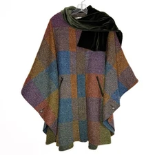 Avoca Mills Irish Wool Tweed Multicolor Poncho Cape Scarf Vintage One Size