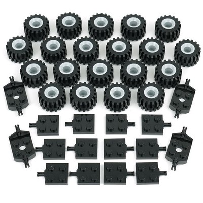 Building Block Accessories Tires Wheels Axles Set 56 Pieces Car Truck Parts