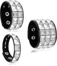 3 Pcs Studded Bracelet, Spiked Studded Bracelets Gothic Bracelets Adjustable