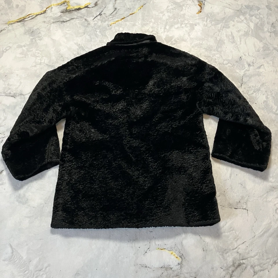 Bill Blass Saks Fifth Ave Faux Fur Double Breasted Coat Womens Size Small Black - Image 4 of 4