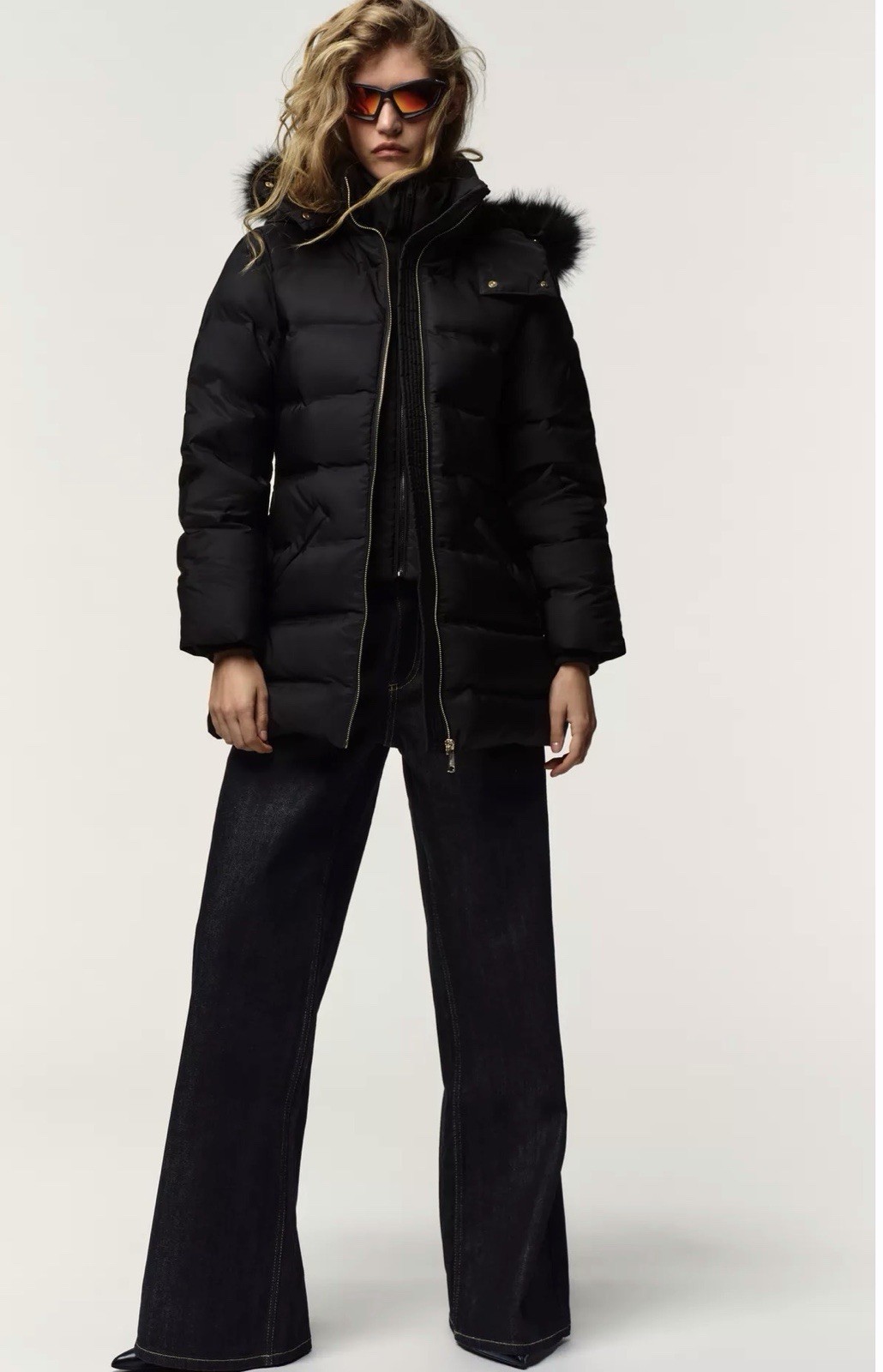 ZARA WATER-REPELLENT WINDPROOF HOODED PUFFER JACKET BLACK 8073/236  SIZE M image 5
