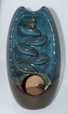 Teal Smoke BACKFLOW Incense Burner Ceramic Mountain Waterfall River BURNER ONLY