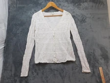 Frye And Co Sweater Womens Medium White Open Knit Cardigan Lightweight Boho