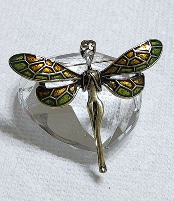 Vintage Fairy Fae Brooch Pin Art Nouveau Pixie Goddess Valentines Day Gift
