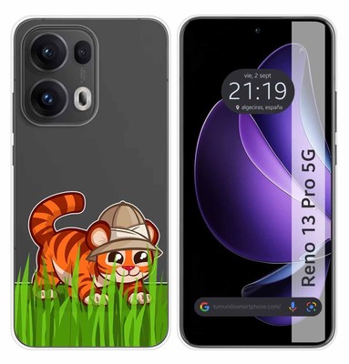 Hülle Silikon Transparent für Oppo Reno 13 Pro 5G Design Tiger Muster