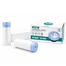 Compostable LDPE Commode Liners with EPI Additive Absorbent Pads 50 Count