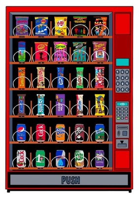 A4 Automat Multi Ego Art Parodie Druck Getränke, Chips und Pralinen