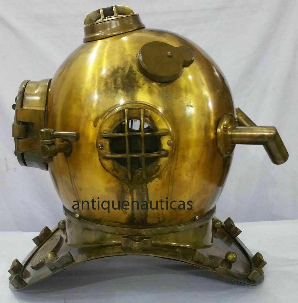 18 Inch Antique Vintage Brass Diving Divers Helmet Hm755 US Navy Mark V ...