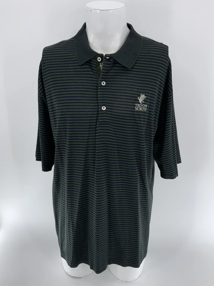 Рубашка поло для гольфа Troon North Bobby Jones XL зеленая синяя полоса индейка YGI W3-100 - Изображение 2 из 4