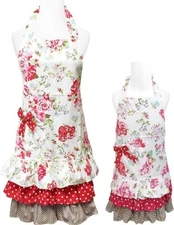 Mother and Daughter Ruffles and Roses Apron for Baking Cooking & Crafts Mommy...