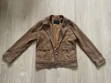All Saints Evans Goat Leather Suede Studded Jacket Medium Size 10/12 Vgc!