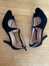 Women's Open Toe Heels Shoes Black Sandals New Size 6
