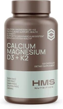 HMS Nutrition Calcium & Magnesium with Vitamins D3 &K2 - 120 Vegan Capsules