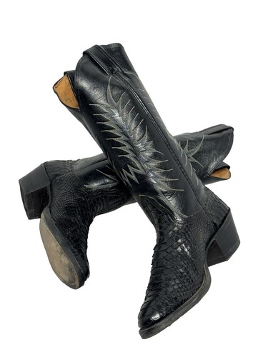 Bottes Cowboy Femme Nocona 8201-28-106 - Noir Et Rouge - Cuir - Talon Plat - Neuves