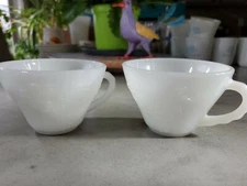 Set of 2 Vintage Milk Glass Grape Pattern, Tea Cup Anchor Hocking Wedding White