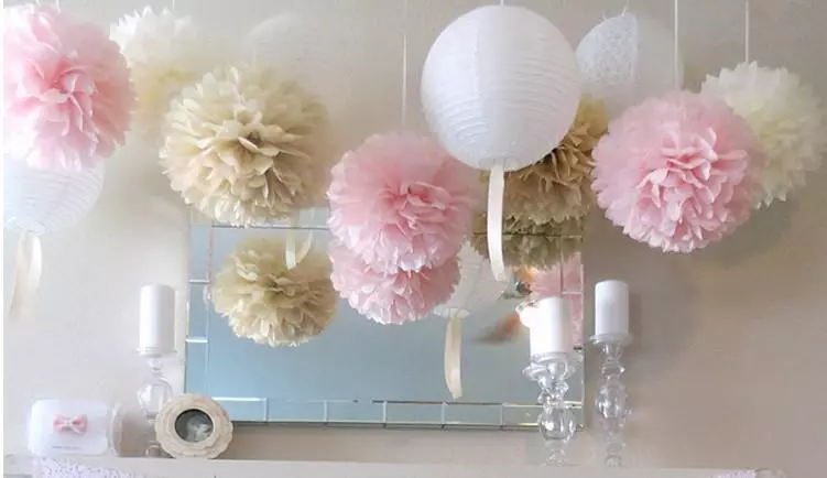 5 10 Pcs Tissue Paper Pompoms Pom Poms Hanging Garland Wedding Party Decoration