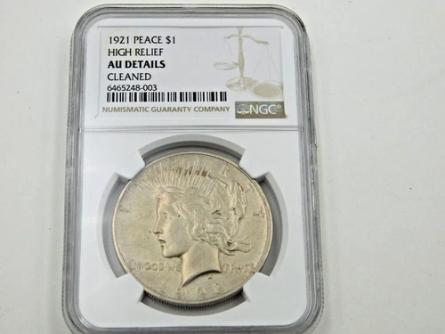 1921 Peace Silver Dollar "High Relief" AU Details Cleaned-NGC Graded (136)