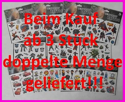 CNX Tattoo für Kinder Mitgebsel Kindergeburtstag, Spiderman/Cars/Spongebob/Batman