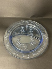 Vintage Blue Glass Child  s Nursery Rhyme Plate, Margery Daw
