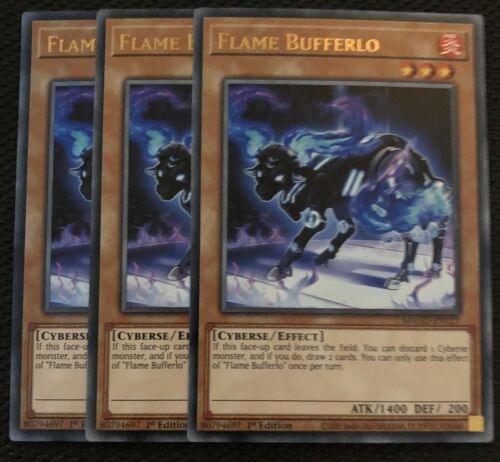 YUGIOH 3x MAGO-EN127 Flame Bufferlo 1st Edition Rare Playset - Picture 1 of 1