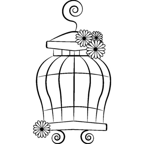 'Bird Cage' Unmounted Rubber Stamp (RS004553) - Afbeelding 1 van 6