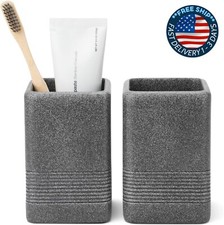 Juego de 2 portacepillos de dientes de resina para ba o, bonito gris oscuro