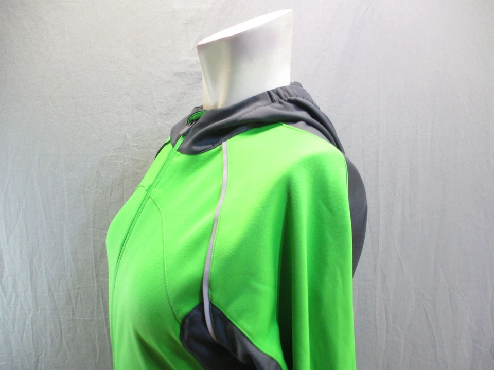 Chaqueta atlética Novara talla M para mujer verde y gris con capucha y cremallera 5BL-130 Foto 4 de 4