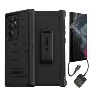 OtterBox Defender Case for Galaxy S22 Ultra +Screen Protector &20W Charger
