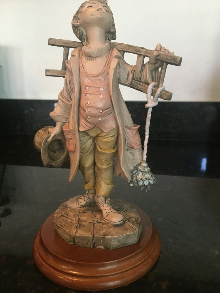 Beautiful Figurine of a “Young Boy Miner” Artist signed & Stamped Italy, MB207