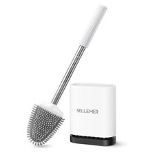 Sellemer Toilet Brush and Holder Set for Bathroom Flexible Toilet Bowl Brush ...