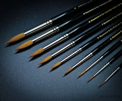 Rosemary & Co Series 8 Brush PURE KOLINSKY SABLE POINTED ROUND Full Range