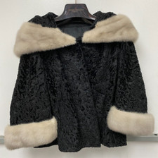 Vtg Florence Cuba Women's Persian Lamb Jacket W/ Mink Collar Fur Size Large Sc