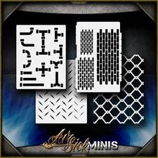 Mini Industrial Set Airbrush Stencil Template Airsick